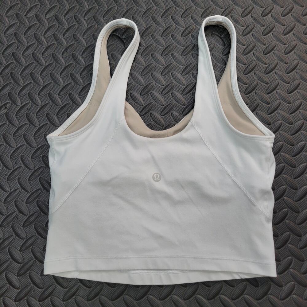 Lululemon Align Cropped Tank Women's 4 White Built In Bra Nulu Yoga Top